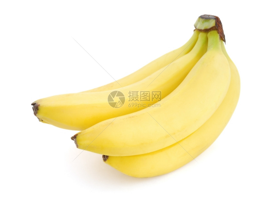 一群被白种背景孤立的香蕉图片