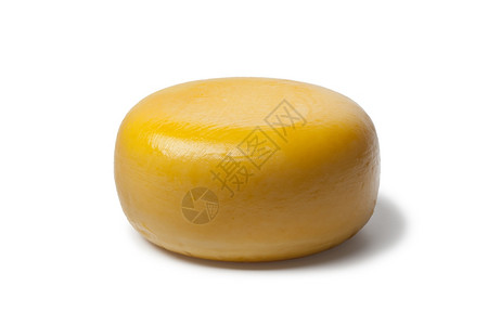 白色背景的全黄荷兰古达奶酪高清图片