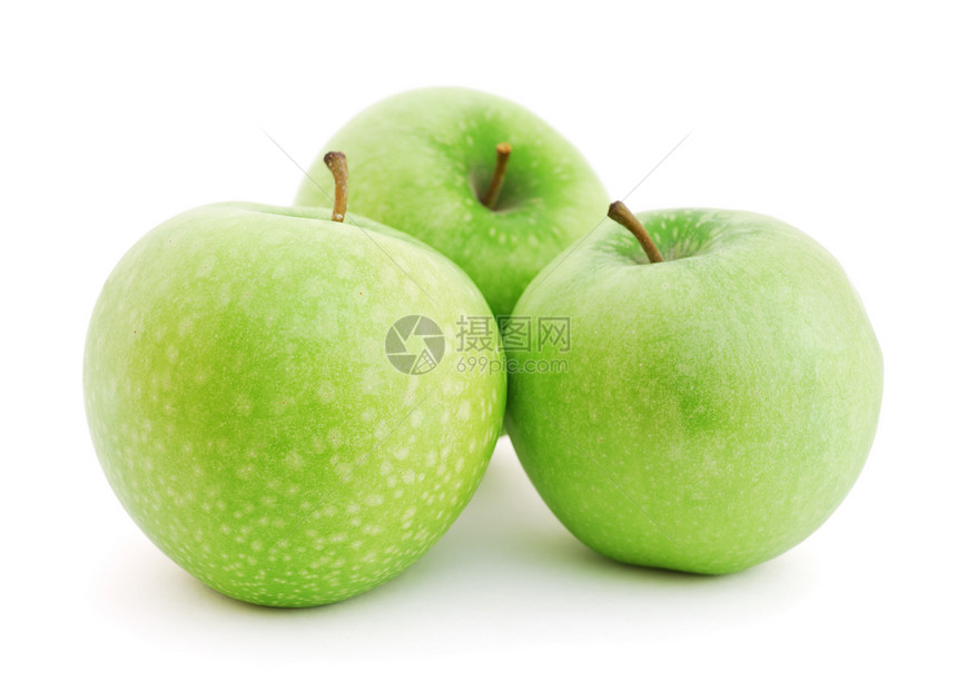 白色背景上孤立的绿苹果色图片