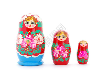 白色背景孤立的俄罗斯巢娃背景图片