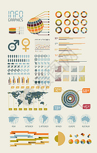 人口画报设计详细信息矢量图世界地和信息示背景