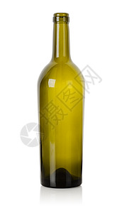 白色背景中孤立的葡萄酒下空瓶子粘贴路径图片