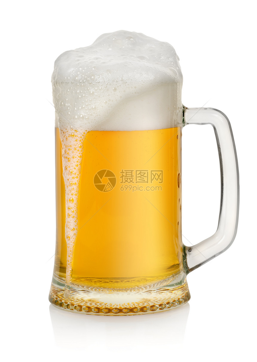 有啤酒的麻瓜孤立在白色背景的啤酒图片