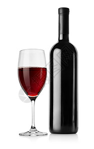 白色背景的红酒和葡萄杯图片