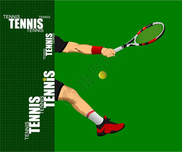 网球海报设计师的彩色矢量插图图片