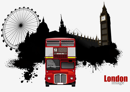 配有公共汽车图像的伦敦Grunge图像背景图片
