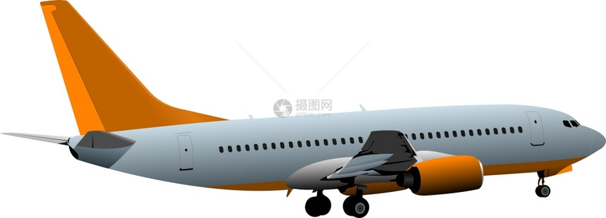 乘客飞机在空中行矢量插图图片