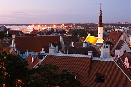 爱沙尼亚塔林老城中心全景图片