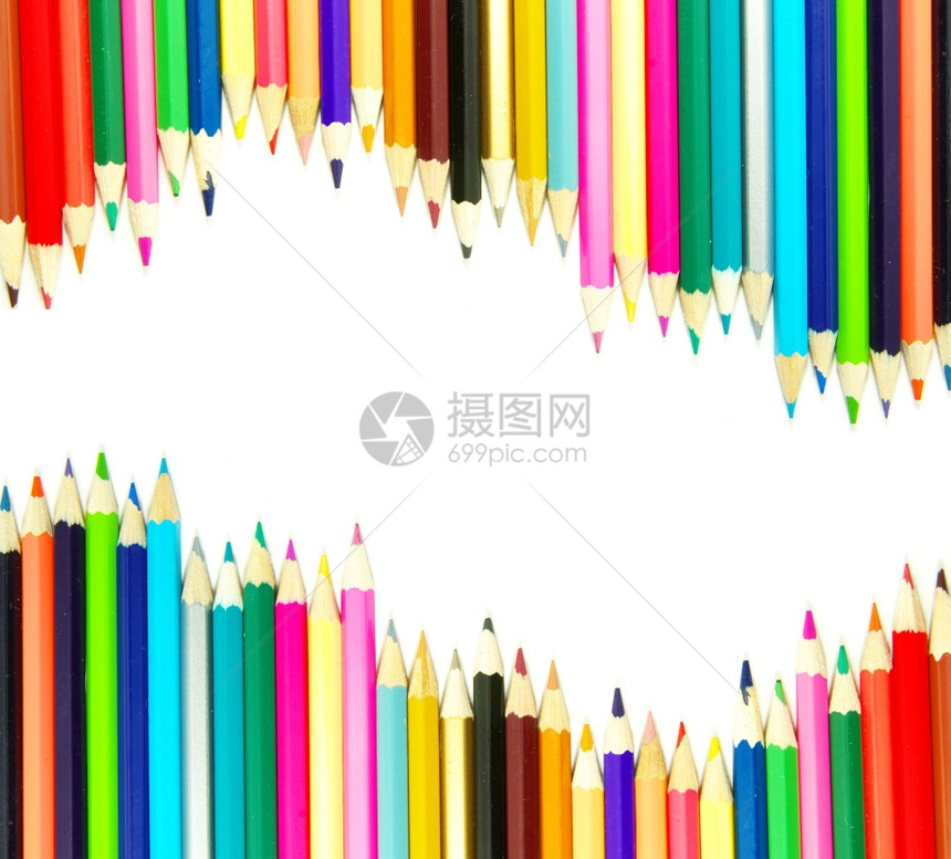 白色背景的彩铅笔分类图片