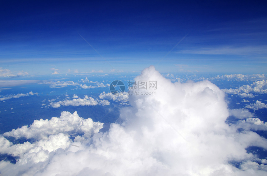 蓝色的天空有云太阳图片