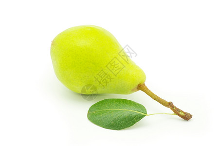熟的新鲜绿梨白切除叶背景图片