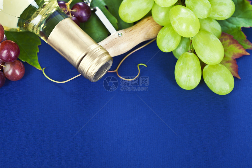 蓝底的白葡萄和新鲜图片