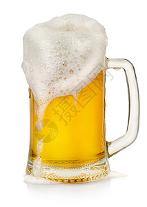 啤酒的麻泥与泡沫分离白色背景的图片