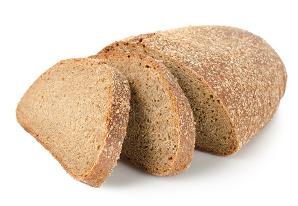 白底面孤立的黑麦包Rye面包图片