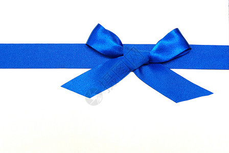 白色背景上的蓝丝带和弓背景图片