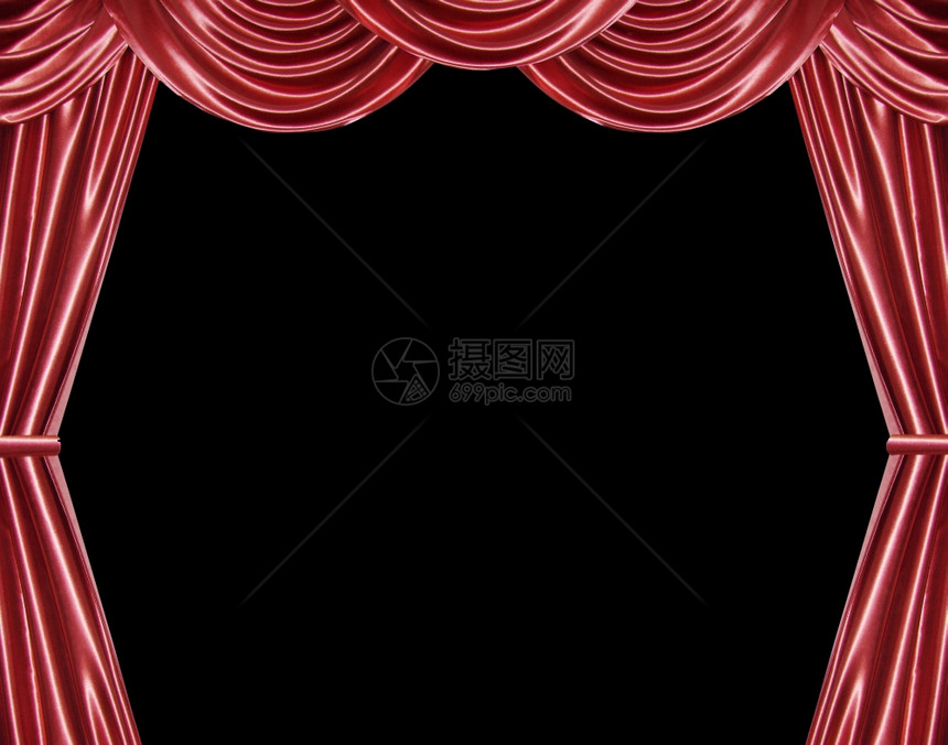 黑色的红窗帘被隔绝在黑色上图片