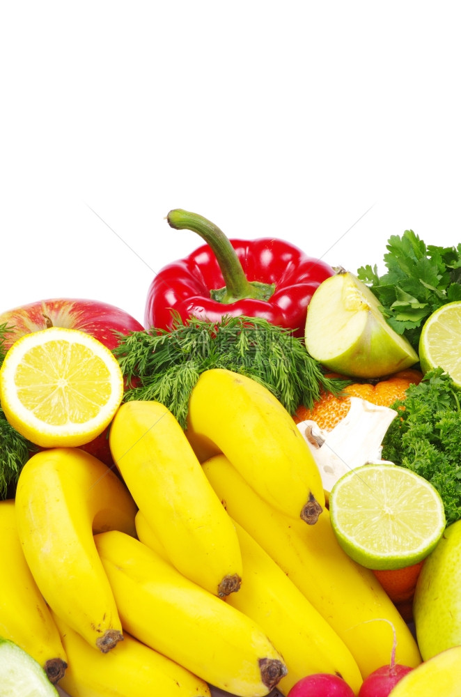 白色的新鲜蔬菜和水果图片