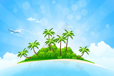 卡通热带岛屿背景图片