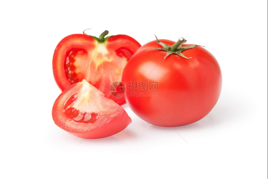 白色背景的新鲜番茄图片