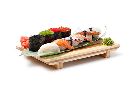 古典日本菜白的寿司高清图片