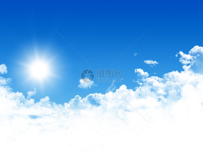 蓝天空有云和太阳图片