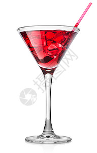 红鸡尾酒在一个玻璃杯中孤立在白色背景上图片