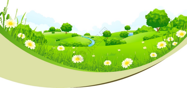 卡通绿色自然乡村景观图片