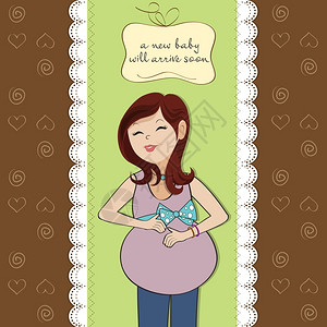 素描母亲快乐的孕妇婴儿淋浴卡病媒格式插画
