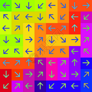 色彩矩形背景矢量上的抽象箭头图片