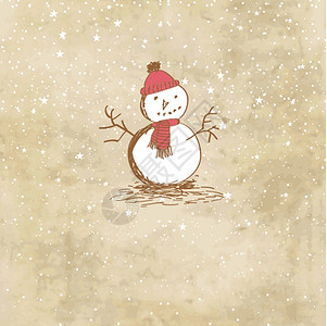 与雪人一起的可爱古老圣诞卡图片