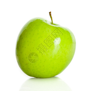 白上孤立的绿苹果背景图片