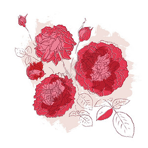 玫瑰线禁止进入手绘水彩风格装饰花卉背景插画