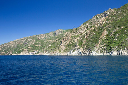 希腊圣山阿托斯附近的希腊海岸查基迪图片