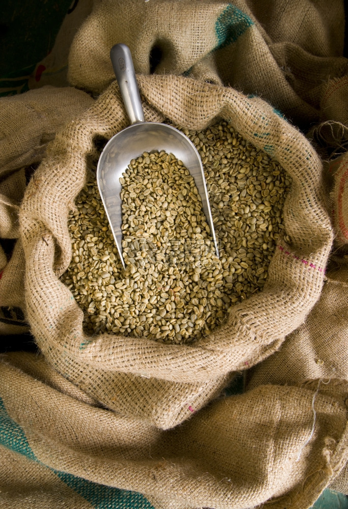 BulkBurlap沙袋生产仓库中的豆籽图片
