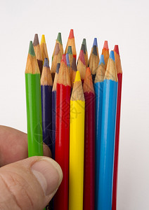 a绿色铅笔选自一组艺术用品图片