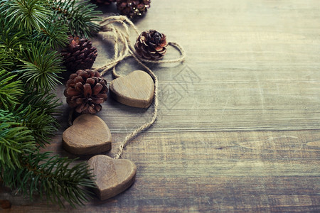 木背景上的圣诞边框设计图片
