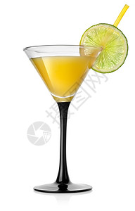 黄色橙鸡尾酒以白色背景孤立图片