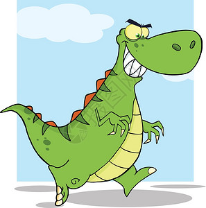 愤怒的恐龙卡通矢量插画行中图片