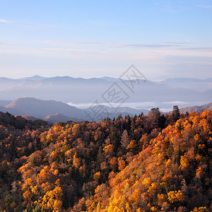 美国大烟山家公园Smoky山的日出图片