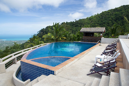带椰子树的热游泳池背景图片