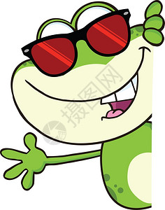 太阳镜广告卡通可爱绿色青蛙插画