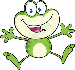 青蛙跳卡通可爱绿色青蛙插画