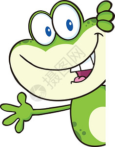 小蟾蜍卡通可爱绿色青蛙插画