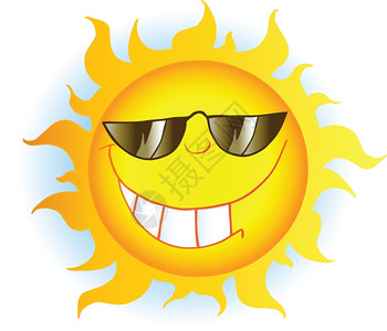 带太阳眼镜的微笑的卡通太阳图片