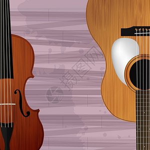 吉他和小提琴抽象音乐背景图片