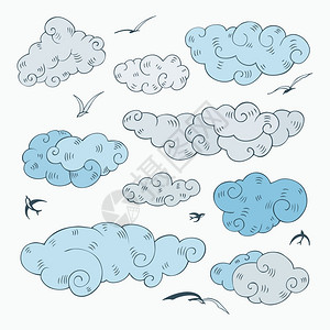 手绘云朵矢量元素图片