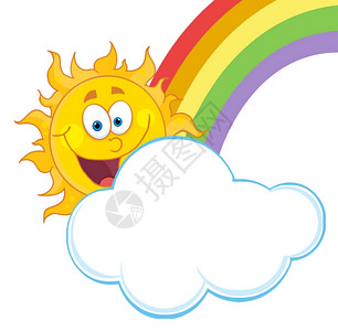 卡通可爱藏在云中的可爱太阳图片