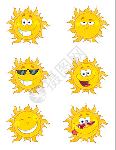 温暖的剪贴画祝太阳快乐马斯科特卡通字符组2插画