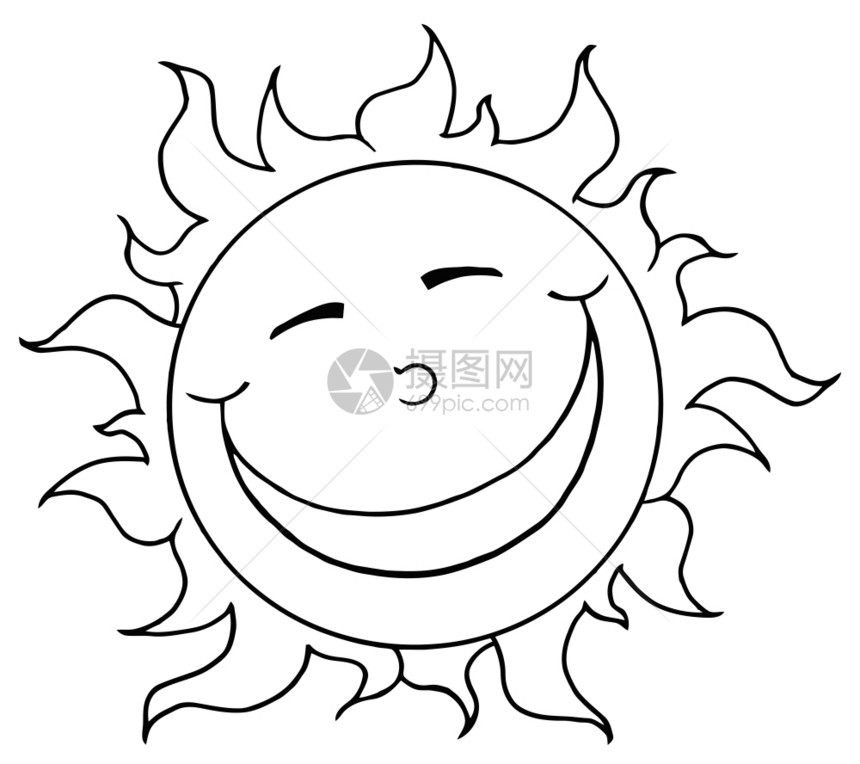 概括的微笑太阳马斯科特卡通字符图片