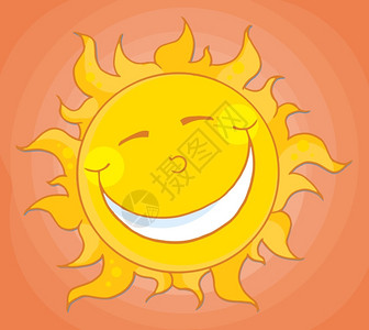 快乐的微笑太阳马斯科特卡通字符图片